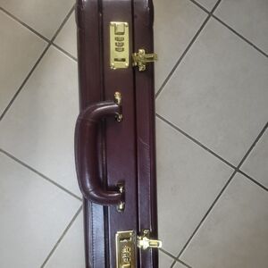 Luxurious Dark Brown Leather Briefcase with Gold Accents